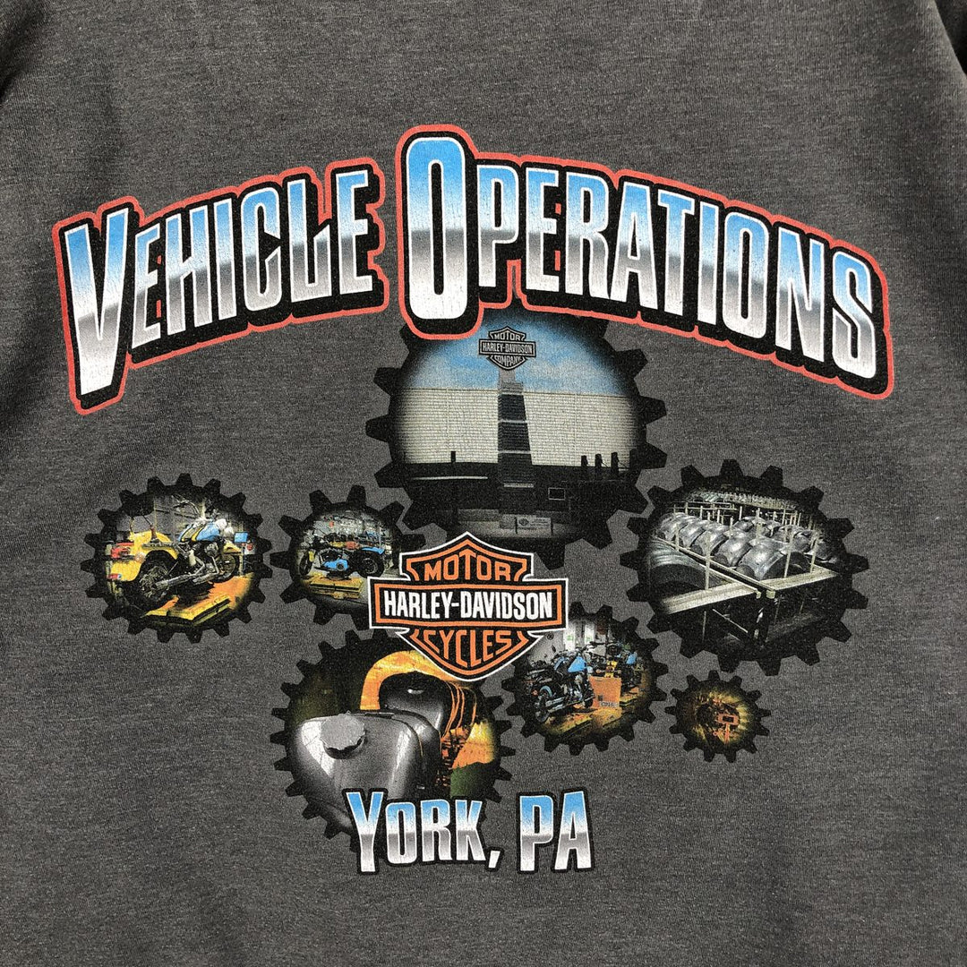 Harley-Davidson Motorcycle Long Sleeve T-Shirt, Men's Size L cotton gray type Vintage Second Hand