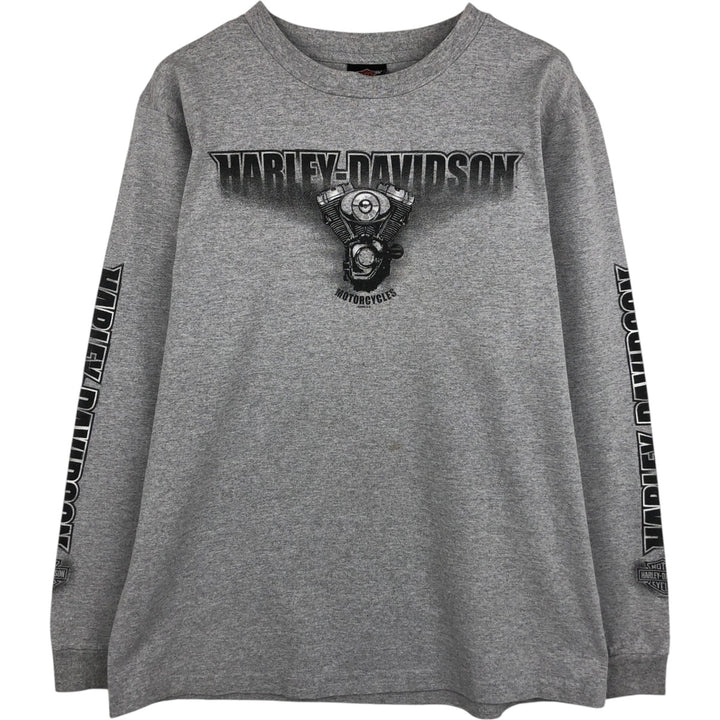 2000'S Harley-Davidson Motorcycle Long-Sleeve T-Shirt, Made in USA, Men's Size L (approx.) cotton gray type Vintage Second Hand
