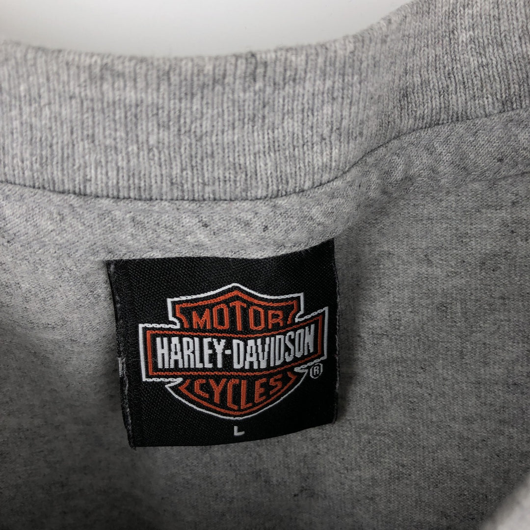 2000'S Harley-Davidson Motorcycle Long-Sleeve T-Shirt, Made in USA, Men's Size L (approx.) cotton gray type Vintage Second Hand