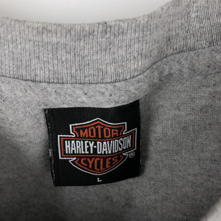 2000'S Harley-Davidson Motorcycle Long-Sleeve T-Shirt, Made in USA, Men's Size L (approx.) cotton gray type Vintage Second Hand