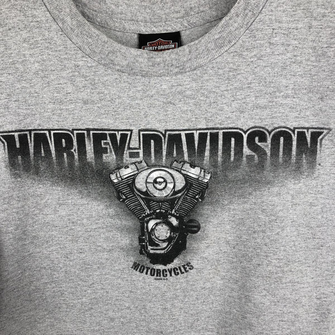 2000'S Harley-Davidson Motorcycle Long-Sleeve T-Shirt, Made in USA, Men's Size L (approx.) cotton gray type Vintage Second Hand