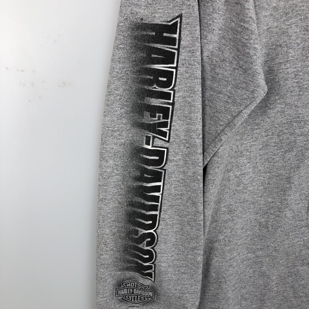 2000'S Harley-Davidson Motorcycle Long-Sleeve T-Shirt, Made in USA, Men's Size L (approx.) cotton gray type Vintage Second Hand