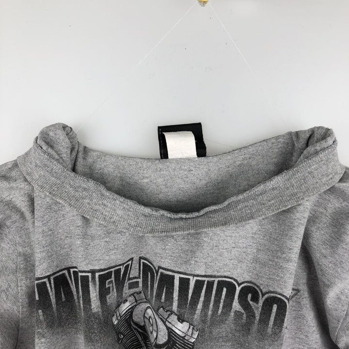 2000'S Harley-Davidson Motorcycle Long-Sleeve T-Shirt, Made in USA, Men's Size L (approx.) cotton gray type Vintage Second Hand