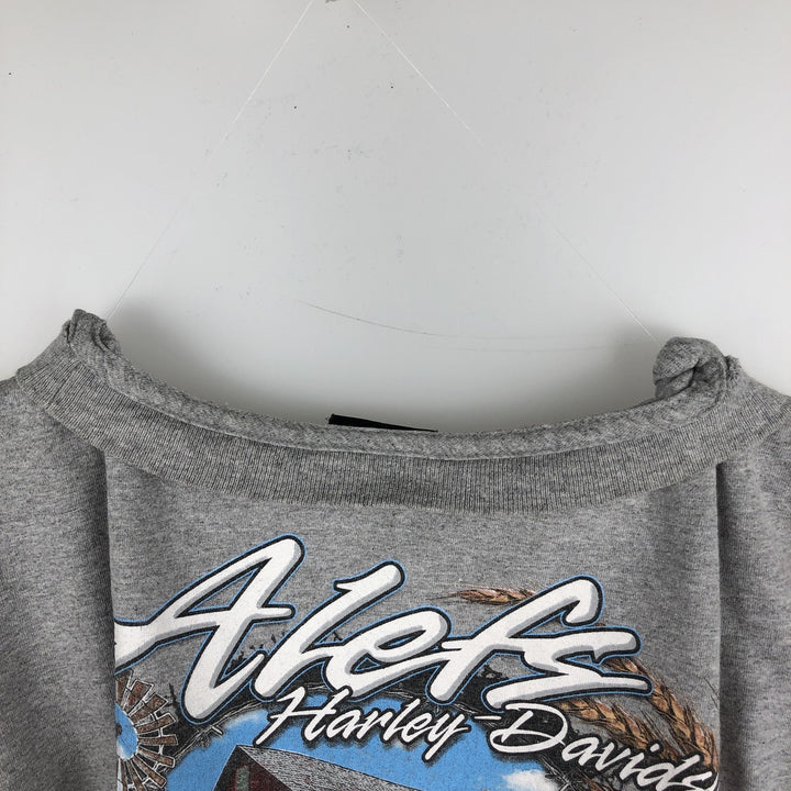 2000'S Harley-Davidson Motorcycle Long-Sleeve T-Shirt, Made in USA, Men's Size L (approx.) cotton gray type Vintage Second Hand