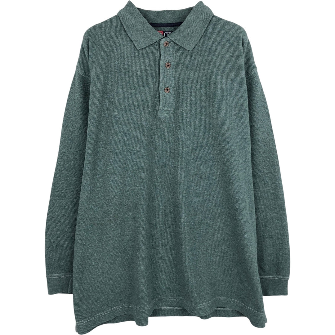 Ralph Lauren CHAPS long-sleeved polo shirt, men's size S (approx.) cotton green type Vintage Second Hand