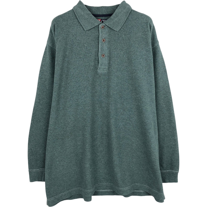 Ralph Lauren CHAPS long-sleeved polo shirt, men's size S (approx.) cotton green type Vintage Second Hand