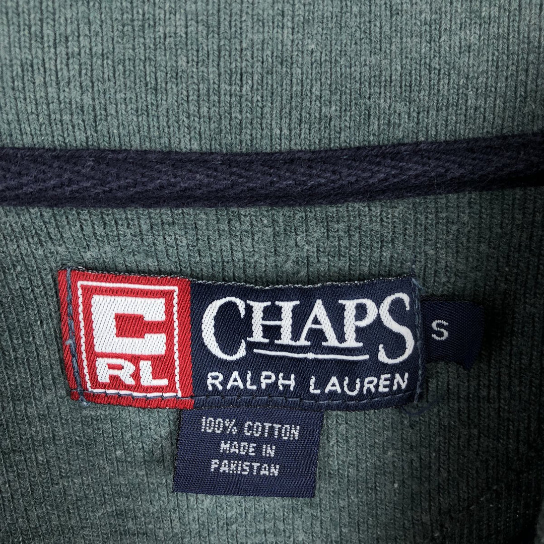 Ralph Lauren CHAPS long-sleeved polo shirt, men's size S (approx.) cotton green type Vintage Second Hand