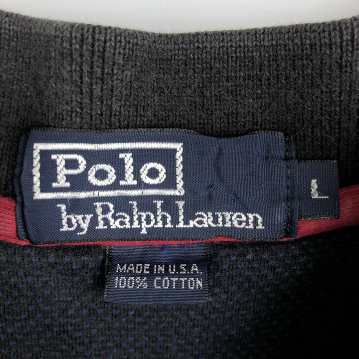 Ralph Lauren POLO by Ralph Lauren long sleeve polo shirt made in USA, men's size L cotton black type Vintage Second Hand