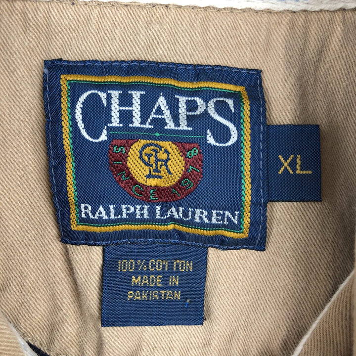 90'S Ralph Lauren CHAPS striped pattern multi-stripe long-sleeved rugby shirt, men's size XL equivalent, vintage. cotton navy blue type Vintage Second Hand