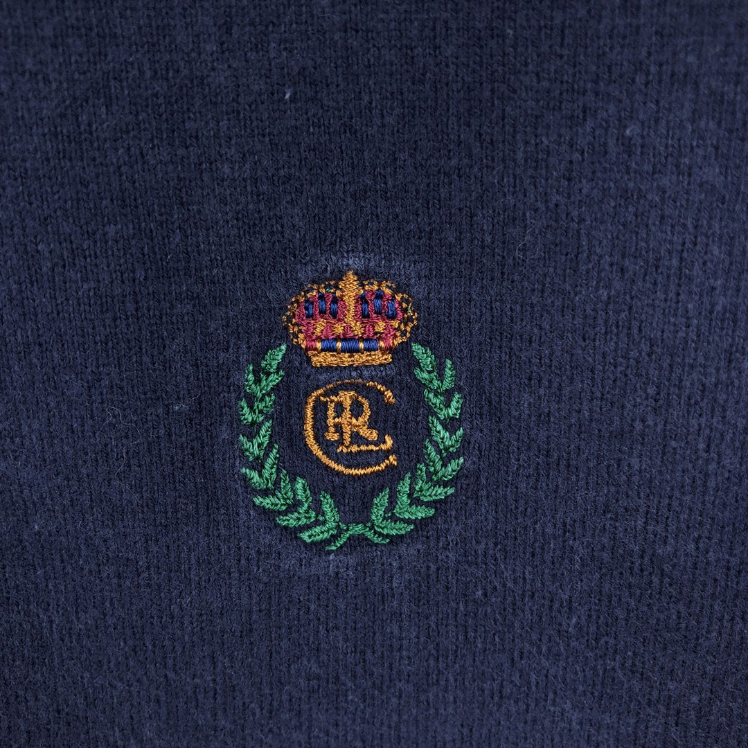 90'S Ralph Lauren CHAPS striped pattern multi-stripe long-sleeved rugby shirt, men's size XL equivalent, vintage. cotton navy blue type Vintage Second Hand