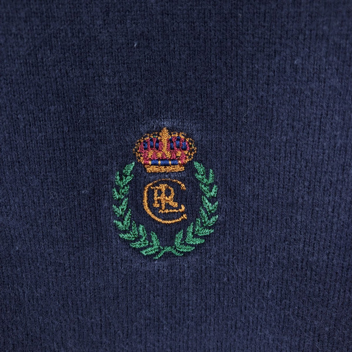 90'S Ralph Lauren CHAPS striped pattern multi-stripe long-sleeved rugby shirt, men's size XL equivalent, vintage. cotton navy blue type Vintage Second Hand