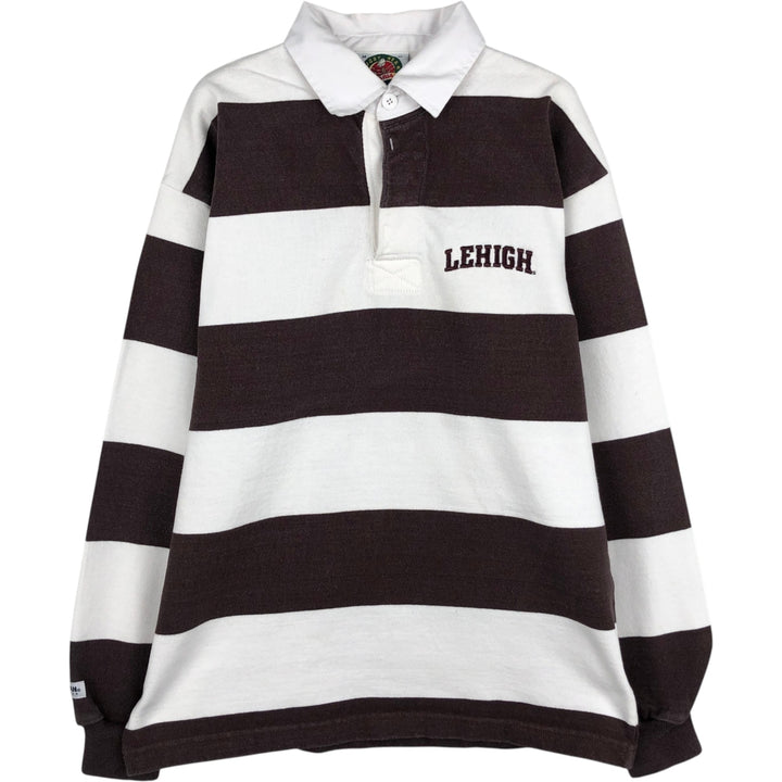 90s-00'S Vintage BARBARIAN Striped Long Sleeve Rugby Shirt, Made in Canada, Men's Size M cotton brown type Vintage Second Hand