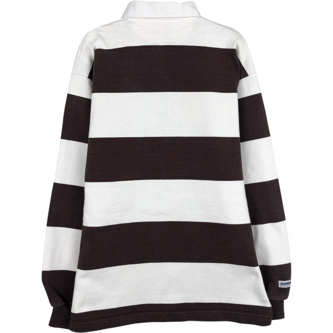 90s-00'S Vintage BARBARIAN Striped Long Sleeve Rugby Shirt, Made in Canada, Men's Size M cotton brown type Vintage Second Hand