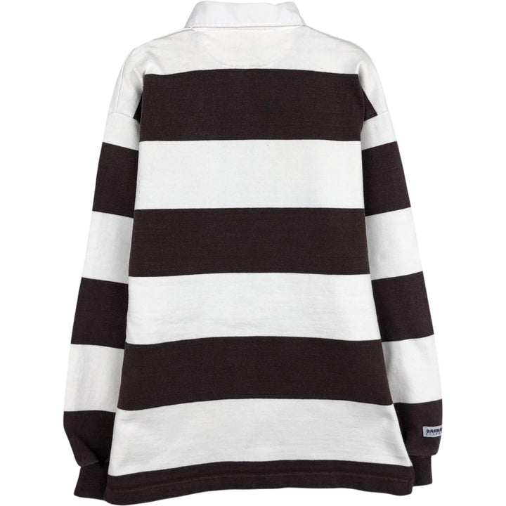 90s-00'S Vintage BARBARIAN Striped Long Sleeve Rugby Shirt, Made in Canada, Men's Size M cotton brown type Vintage Second Hand