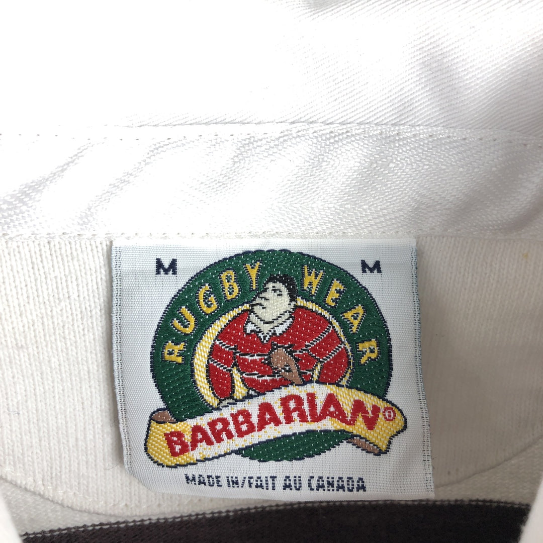 90s-00'S Vintage BARBARIAN Striped Long Sleeve Rugby Shirt, Made in Canada, Men's Size M cotton brown type Vintage Second Hand
