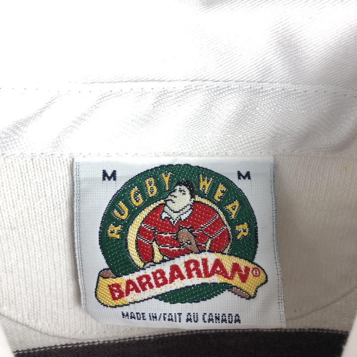 90s-00'S Vintage BARBARIAN Striped Long Sleeve Rugby Shirt, Made in Canada, Men's Size M cotton brown type Vintage Second Hand