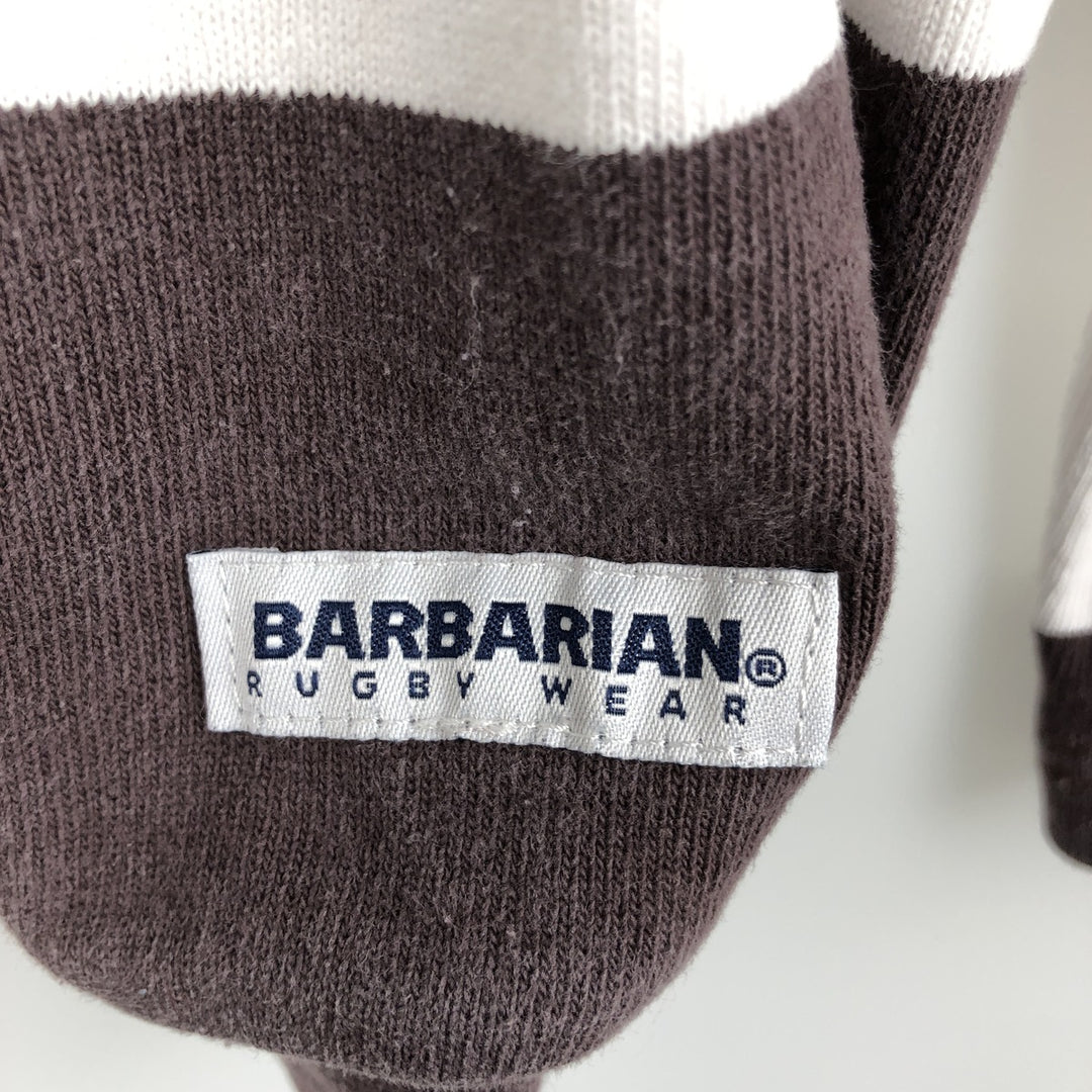 90s-00'S Vintage BARBARIAN Striped Long Sleeve Rugby Shirt, Made in Canada, Men's Size M cotton brown type Vintage Second Hand