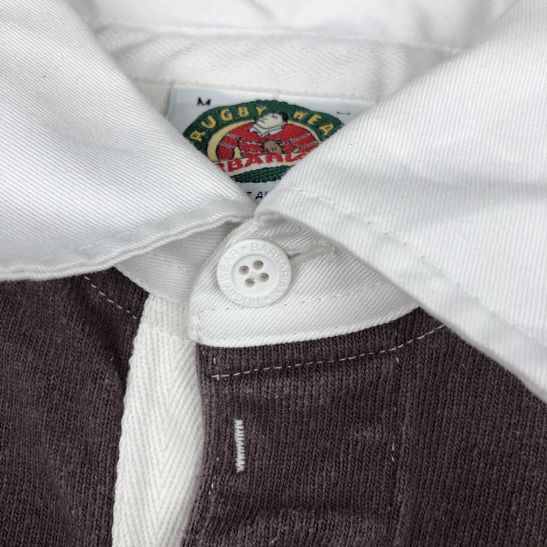 90s-00'S Vintage BARBARIAN Striped Long Sleeve Rugby Shirt, Made in Canada, Men's Size M cotton brown type Vintage Second Hand