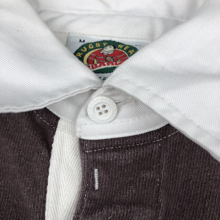 90s-00'S Vintage BARBARIAN Striped Long Sleeve Rugby Shirt, Made in Canada, Men's Size M cotton brown type Vintage Second Hand