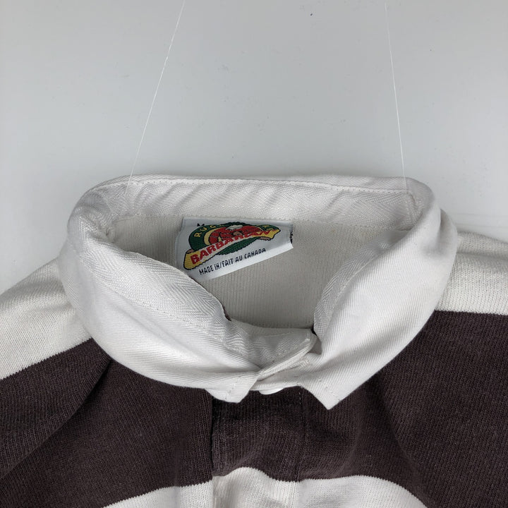 90s-00'S Vintage BARBARIAN Striped Long Sleeve Rugby Shirt, Made in Canada, Men's Size M cotton brown type Vintage Second Hand