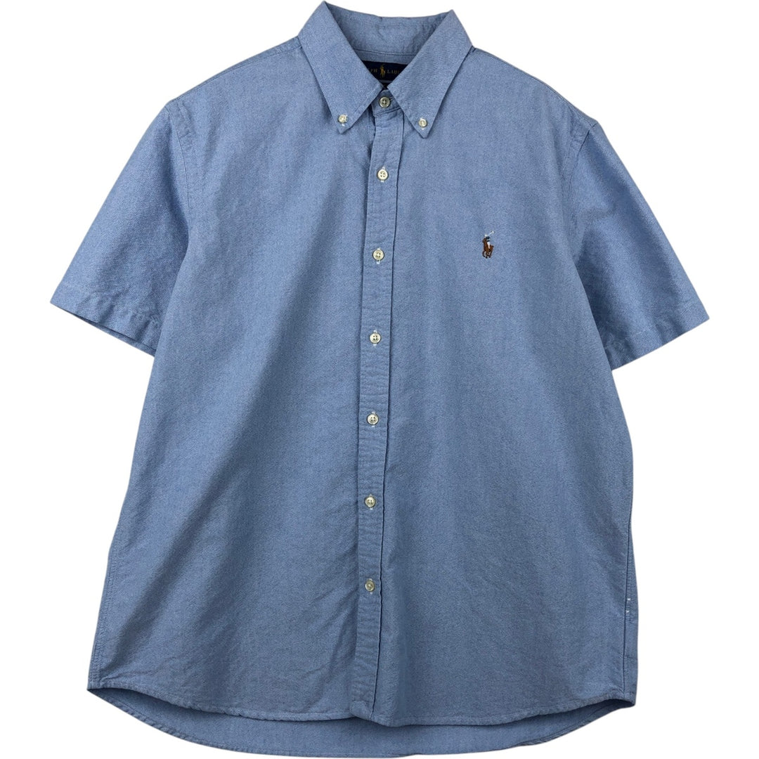 Ralph Lauren Classic Fit RL Untucked Fit short sleeve button down shirt, men's size L cotton Blue type light blue Vintage Second Hand