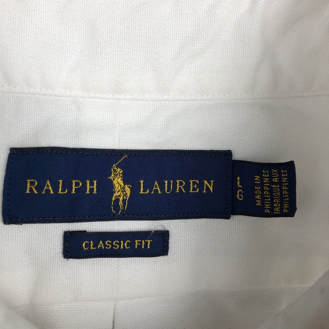 Ralph Lauren Classic Fit short sleeve button down shirt, men's size L cotton white type Vintage Second Hand