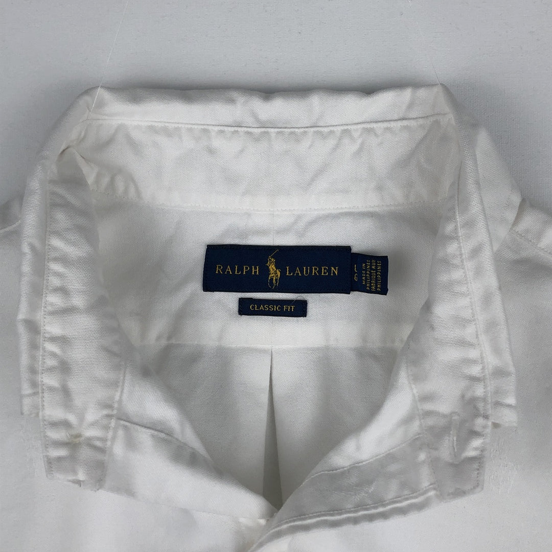 Ralph Lauren Classic Fit short sleeve button down shirt, men's size L cotton white type Vintage Second Hand