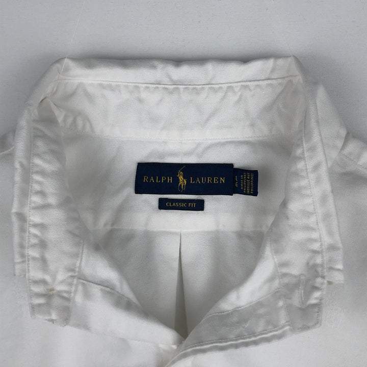 Ralph Lauren Classic Fit short sleeve button down shirt, men's size L cotton white type Vintage Second Hand
