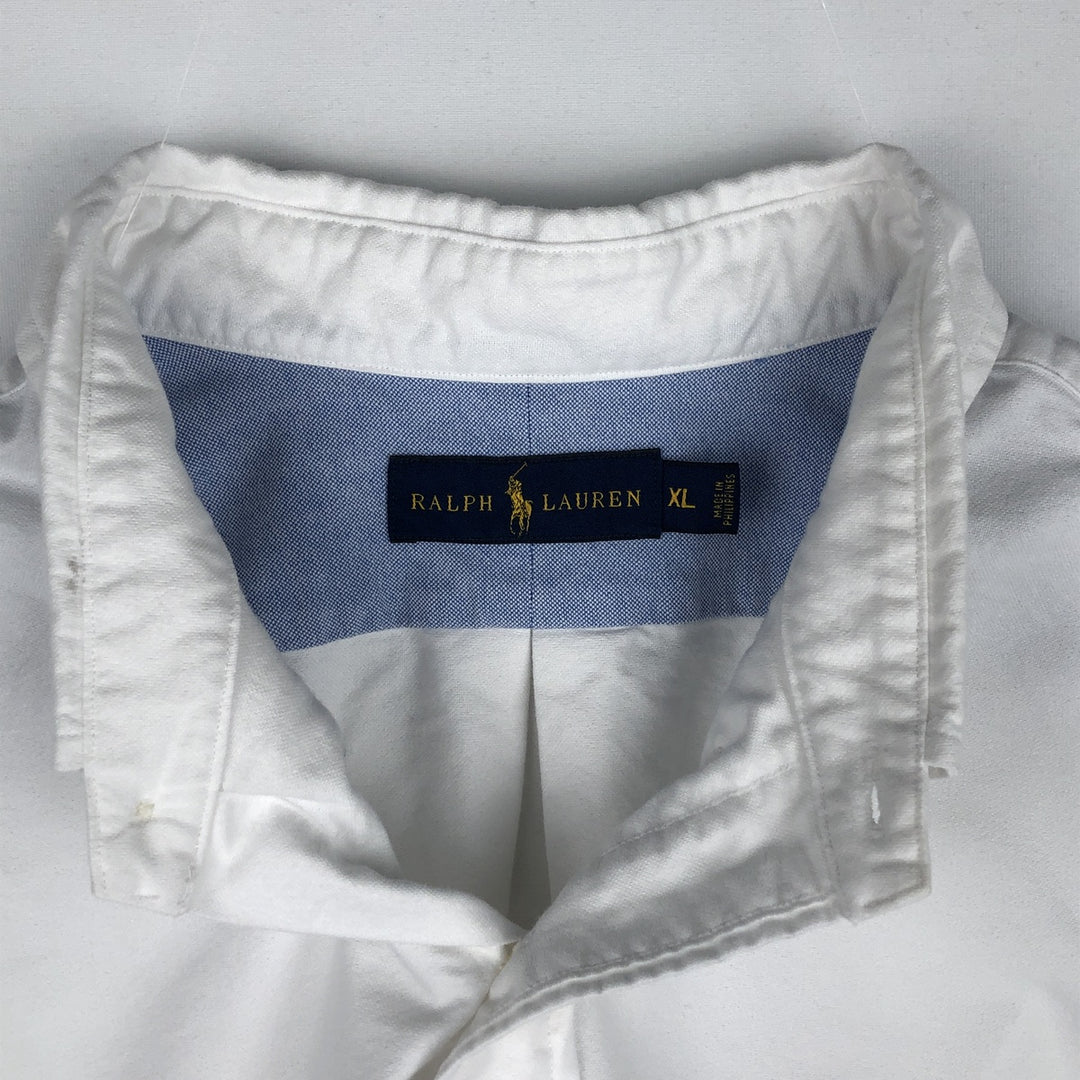 Ralph Lauren short sleeve button down shirt, men's XL size cotton white type Vintage Second Hand