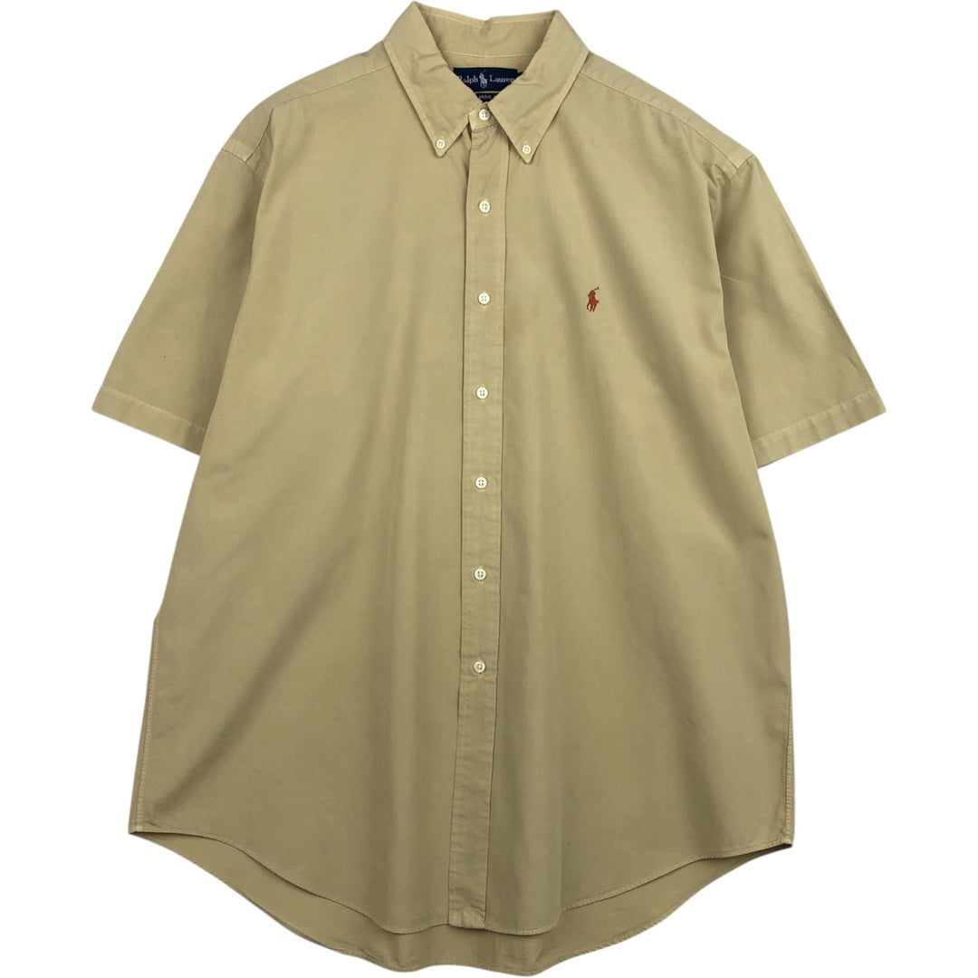 Ralph Lauren Classic Fit Short Sleeve Button Down Shirt Men's XL cotton Beige type Vintage Second Hand