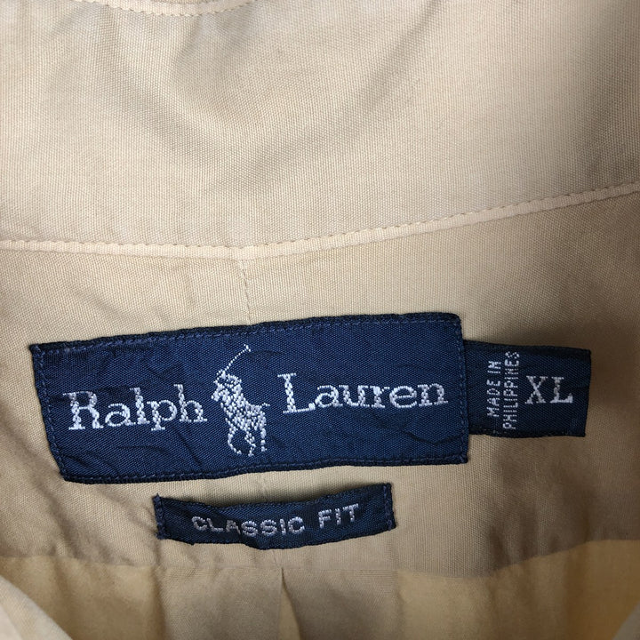 Ralph Lauren Classic Fit Short Sleeve Button Down Shirt Men's XL cotton Beige type Vintage Second Hand
