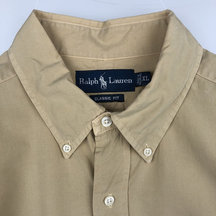 Ralph Lauren Classic Fit Short Sleeve Button Down Shirt Men's XL cotton Beige type Vintage Second Hand
