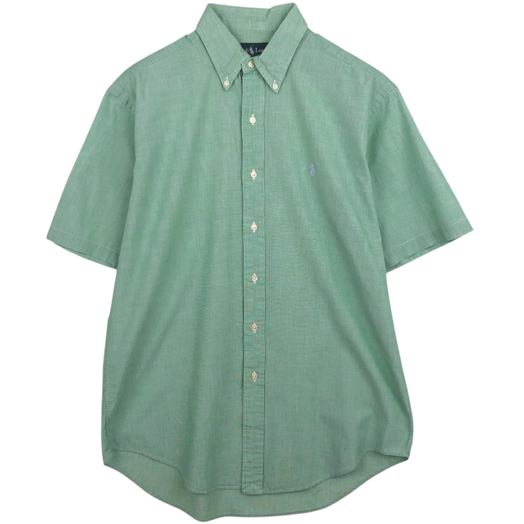 Ralph Lauren Classic Fit short sleeve button down shirt, men's size M cotton green type Vintage Second Hand