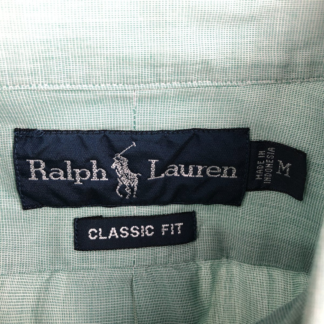 Ralph Lauren Classic Fit short sleeve button down shirt, men's size M cotton green type Vintage Second Hand