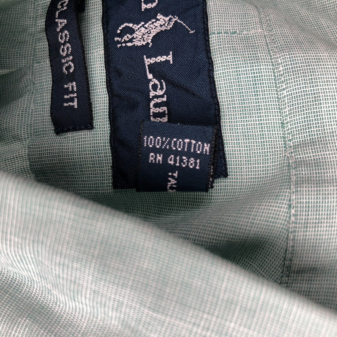 Ralph Lauren Classic Fit short sleeve button down shirt, men's size M cotton green type Vintage Second Hand