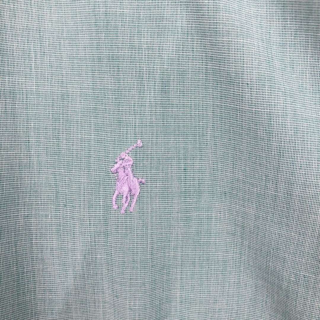 Ralph Lauren Classic Fit short sleeve button down shirt, men's size M cotton green type Vintage Second Hand