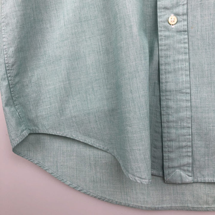 Ralph Lauren Classic Fit short sleeve button down shirt, men's size M cotton green type Vintage Second Hand
