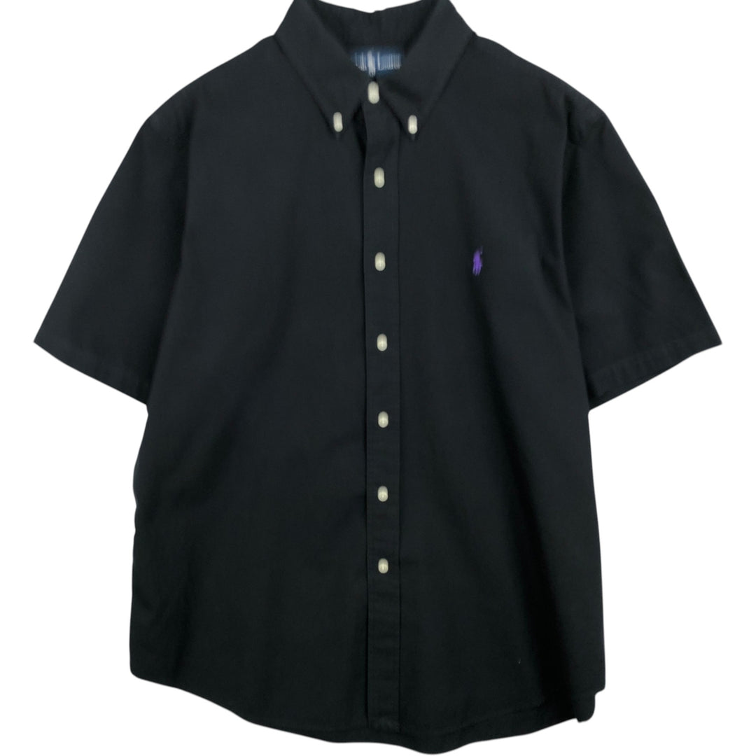 Ralph Lauren Classic Fit Short Sleeve Button Down Shirt Men's XL cotton black type Vintage Second Hand