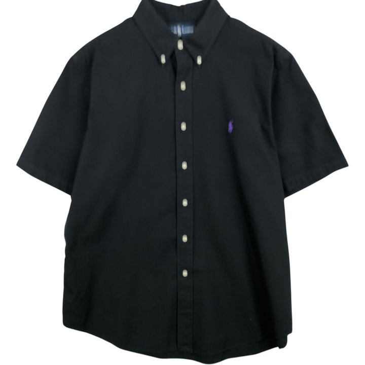 Ralph Lauren Classic Fit Short Sleeve Button Down Shirt Men's XL cotton black type Vintage Second Hand