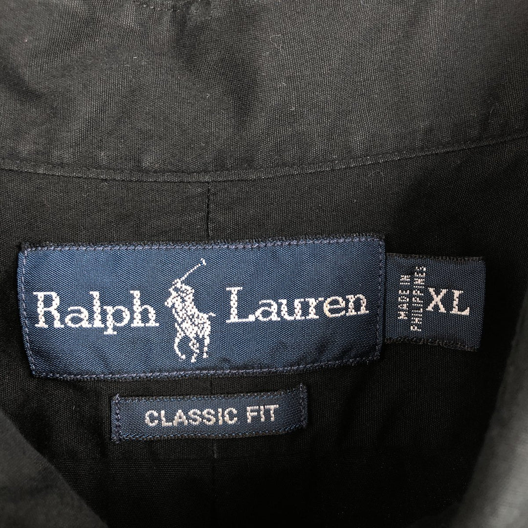 Ralph Lauren Classic Fit Short Sleeve Button Down Shirt Men's XL cotton black type Vintage Second Hand
