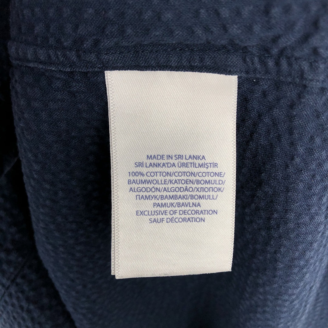 Ralph Lauren SLIM FIT Seersucker Short-Sleeve Button-Down Shirt (Men's Size XL) cotton navy blue type Vintage Second Hand