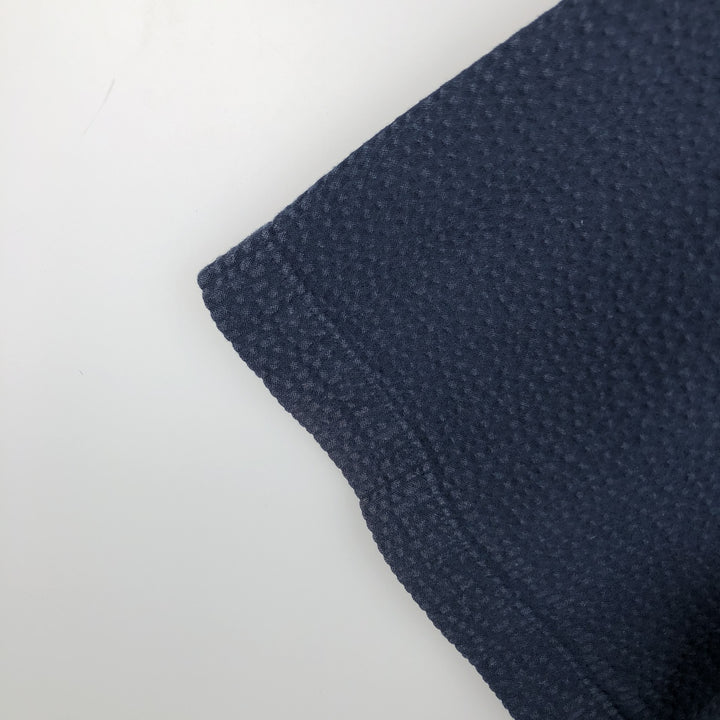 Ralph Lauren SLIM FIT Seersucker Short-Sleeve Button-Down Shirt (Men's Size XL) cotton navy blue type Vintage Second Hand