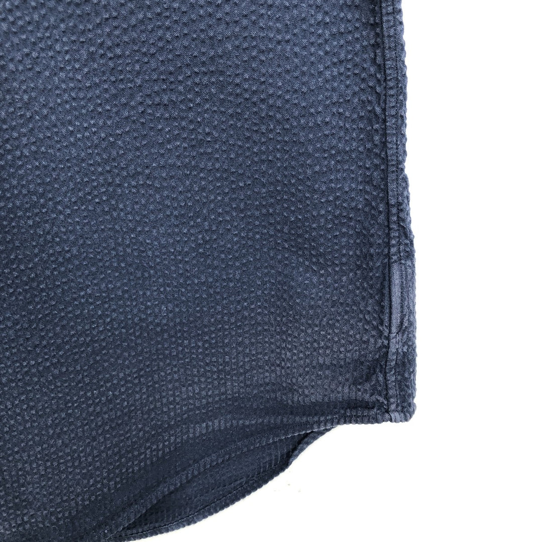 Ralph Lauren SLIM FIT Seersucker Short-Sleeve Button-Down Shirt (Men's Size XL) cotton navy blue type Vintage Second Hand
