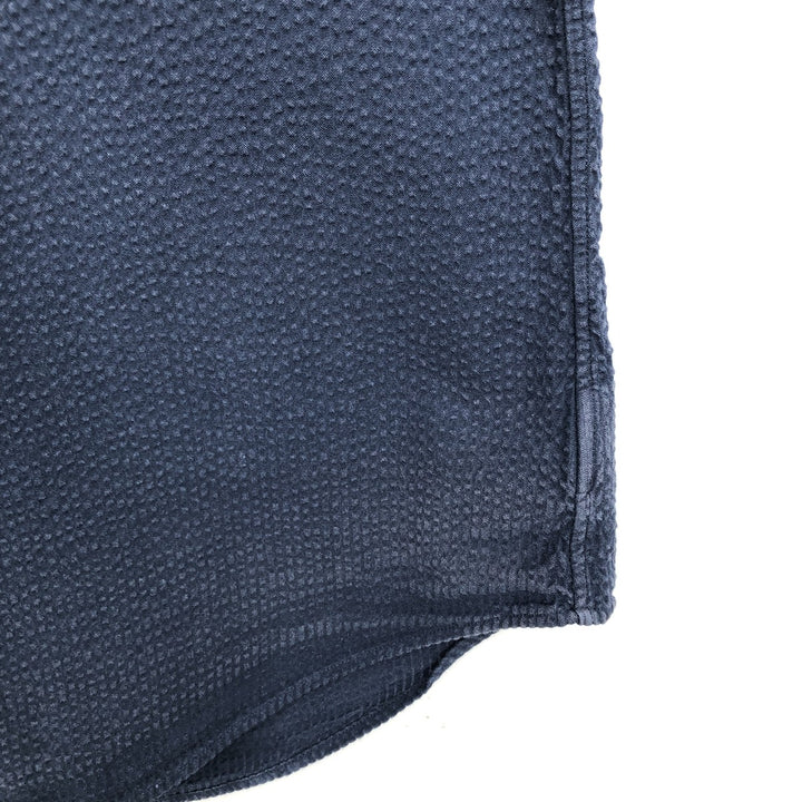 Ralph Lauren SLIM FIT Seersucker Short-Sleeve Button-Down Shirt (Men's Size XL) cotton navy blue type Vintage Second Hand