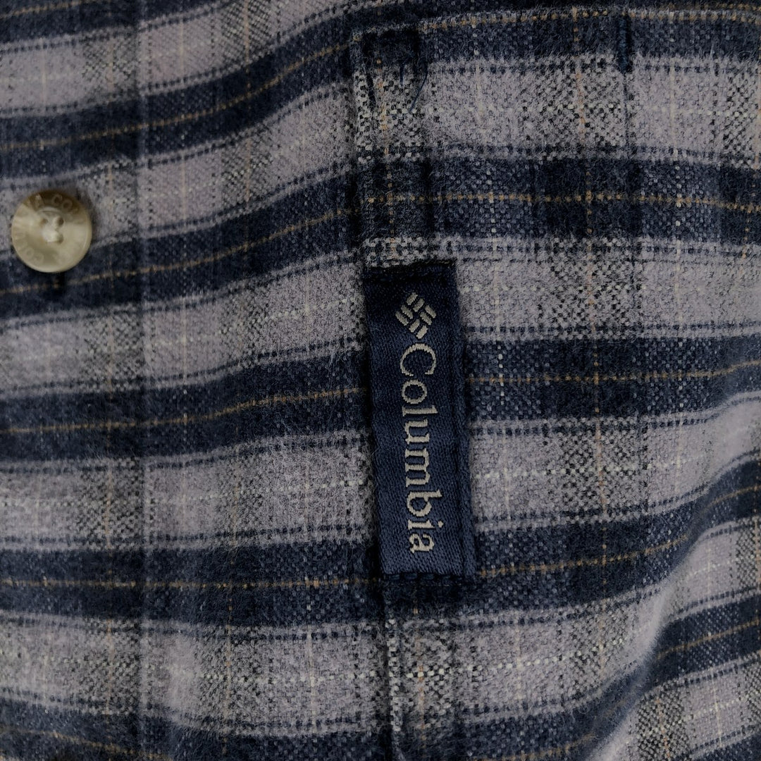 Columbia long-sleeved flannel check shirt, men's size M (approx.) cotton navy blue type Vintage Second Hand
