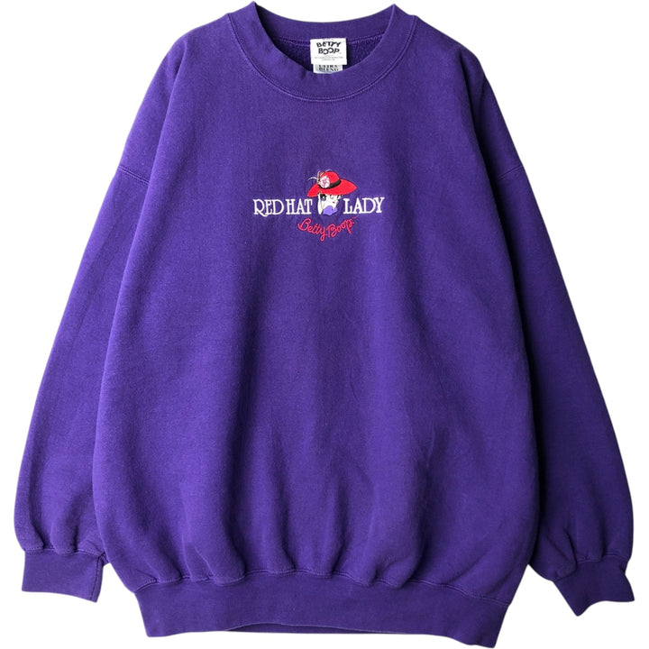 BETTY BOOP character sweatshirt, men's size XL (approx.) cotton purple type Vintage Second Hand