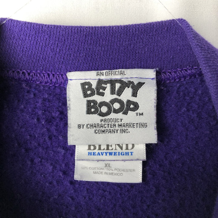 BETTY BOOP character sweatshirt, men's size XL (approx.) cotton purple type Vintage Second Hand