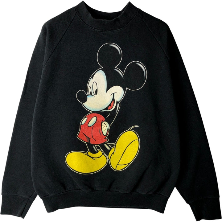90'S Walt Disney World Mickey Mouse Character Sweatshirt, Made in USA, Men's Size M (approx.), Vintage cotton black type Vintage Second Hand