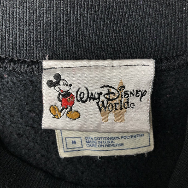 90'S Walt Disney World Mickey Mouse Character Sweatshirt, Made in USA, Men's Size M (approx.), Vintage cotton black type Vintage Second Hand