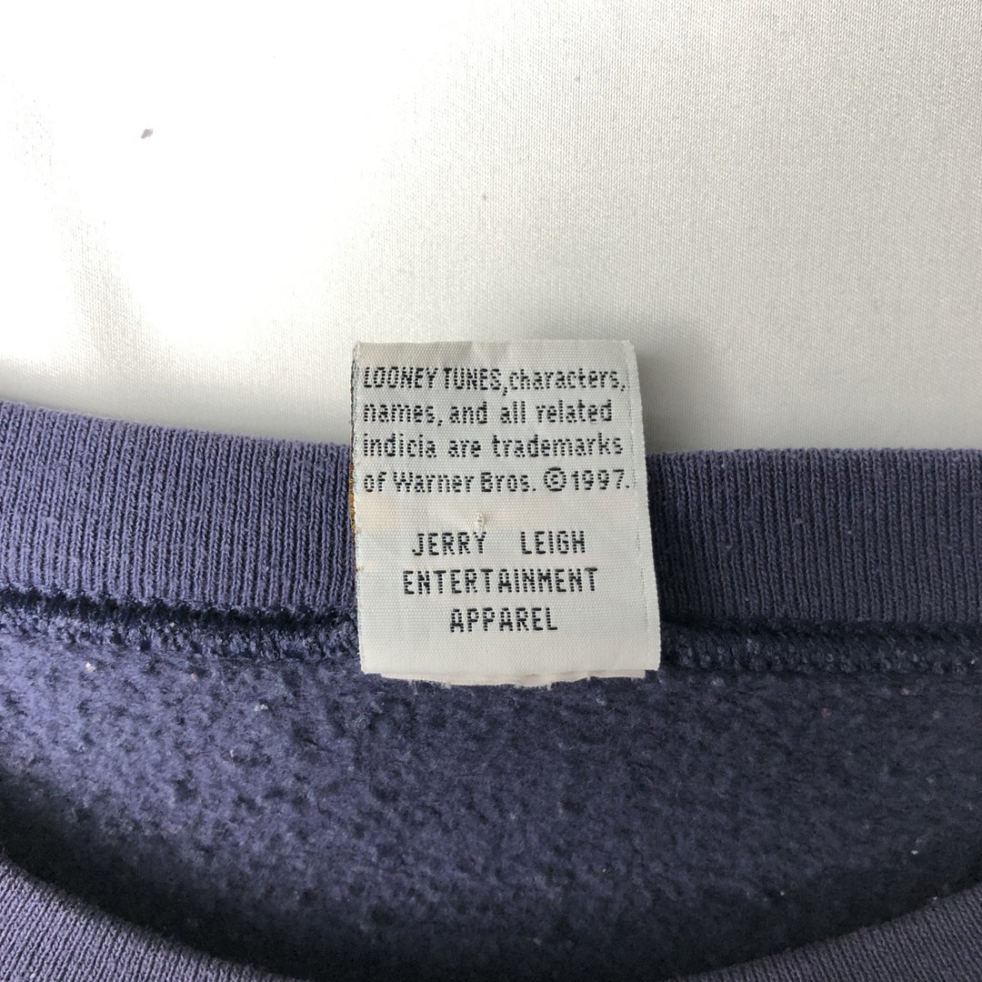 90'S Looney Tunes Sylvester Cat Tweety Character Sweatshirt (Men's Size L) unclear Purple type blue-purple Vintage Second Hand